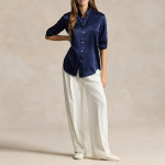 Women Navy Classic Fit Silk Shirt