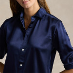 Women Navy Classic Fit Silk Shirt