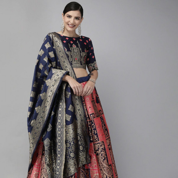https://www.easyeleganz.com/products/pink-navy-blue-woven-design-semi-stitched-lehenga-unstitched-blouse-with-dupatta