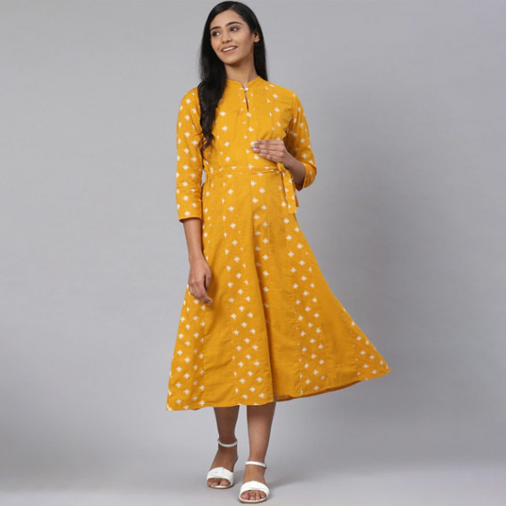 https://www.easyeleganz.com/products/women-mustard-yellow-off-white-printed-pure-cotton-maternity-a-line-dress