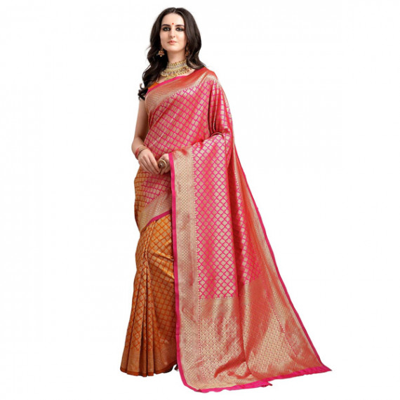 https://www.easyeleganz.com/products/pink-mustard-yellow-ethnic-motifs-woven-design-half-half-kanjeevaram-saree